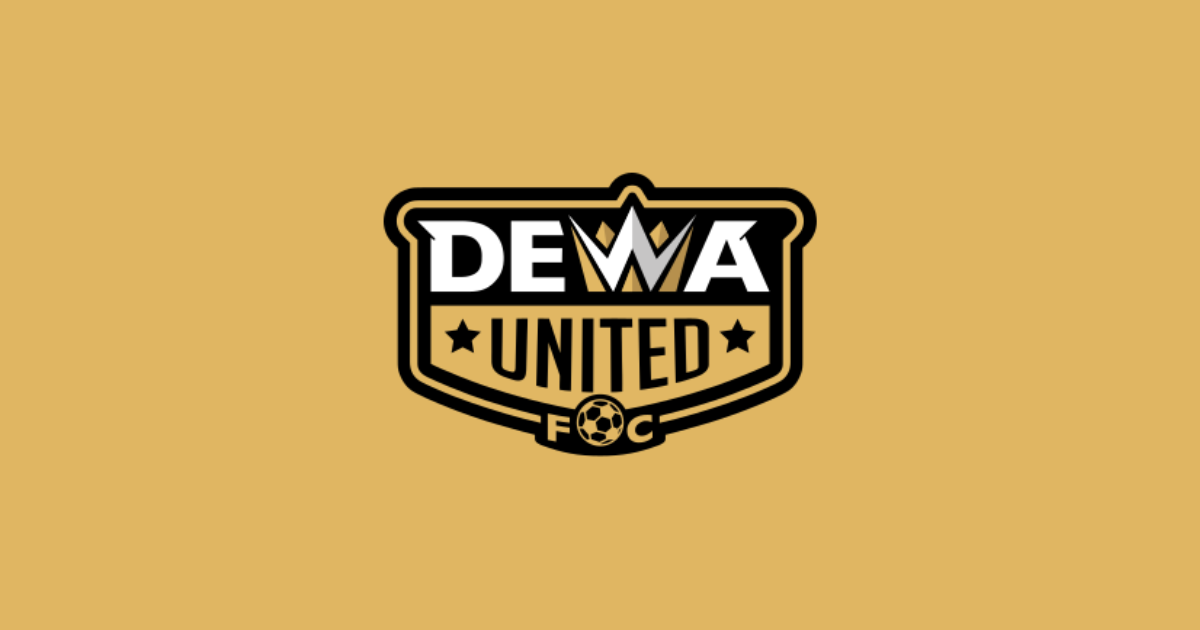 Dewa United Logo against a light brown backdrop
