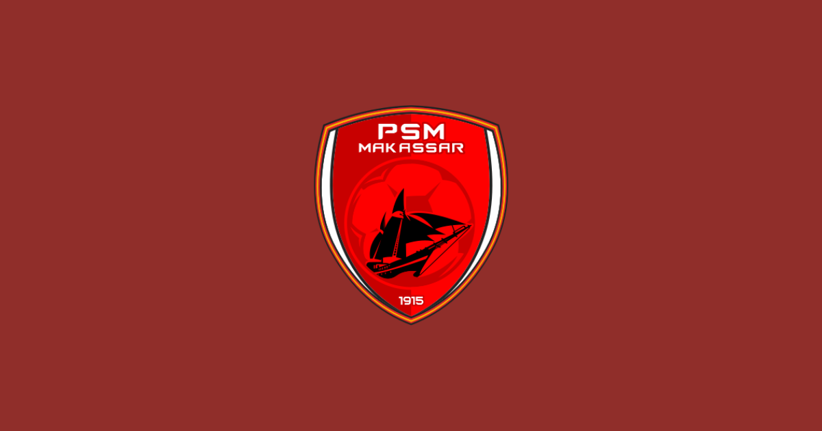 The modern PSM Makassar logo on a red background
